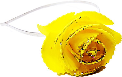 

Proplady Princess Collection Shimmery Yellow Rose Metal Hair Band, Head Band(Yellow, Silver)