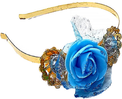 

Proplady Princess Collection Tiara Style Rose Stone Studded Metal Hair Band, Head Band(Blue, Gold)
