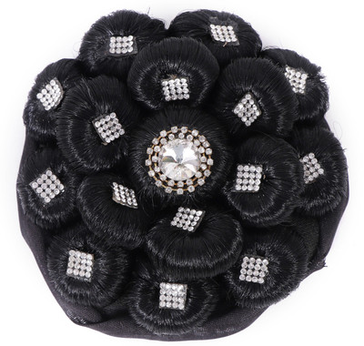 

HONBON Artificial Juda Hair Accessories For Women and Girls with Stone Work Juda For Festives Designer Stone Bridal Wedding Hair Extension Juda Accessories Bun(Black)