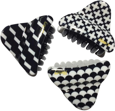 

New Arihant Traders New Arihant Traders- Premium Quality Hair Clutchers/Clips/Claws for Women & Girls (B&W- 3 pieces) Hair Claw, Hair Clip, Hair Accessory Set, Bun Clip, Back Pin(Black, White)