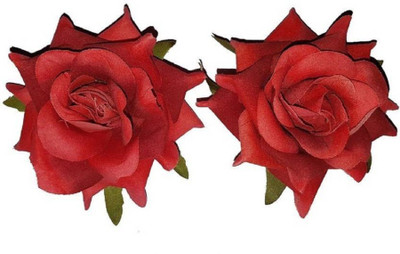 INAAYA Rose Flower Hair Clips, juda Accessories For Women, 2 Pcs, Red Hair Clip(Red)