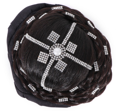 

HONBON Artificial Juda Hair Accessories For Women and Girls with Stone Work Juda For Festives Designer Stone Bridal Wedding Hair Extension Juda Accessories Bun(Black)