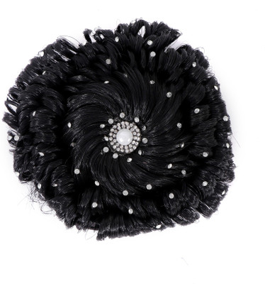 

HONBON Artificial Juda Hair Accessories For Women and Girls with Stone Work Juda For Festives Designer Stone Bridal Wedding Hair Extension Juda Accessories Bun(Black)