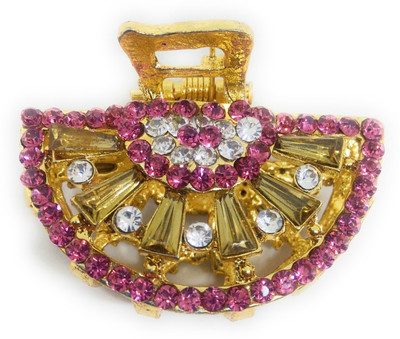 

Khubsurat Metal Hair Clutcher / Hair Claw Clip for Girls & Women, Pink Color Stone Stud, Medium Size, Gold Tone Hair Claw, Hair Clip(Gold)