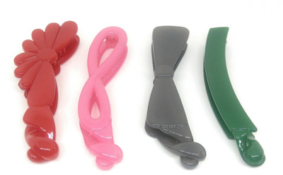 

Khubsurat Premium Banana Clip / Banana Claw Clip, Set of 4 Pieces of 4 Color 4 Designs, Smooth Touch Feel, Length 11 Centimeters Banana Clip, Hair Clip(Multicolor)