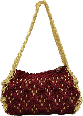 

RITA'S Hand-held Bag(Maroon, Gold), Gold;maroon