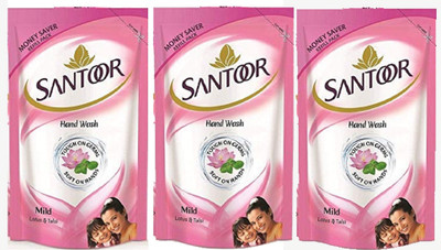 

Santoor Mild Lotus & Tulsi HandOn hands Hand wash(360 ml, Pouch, Pack of 3)