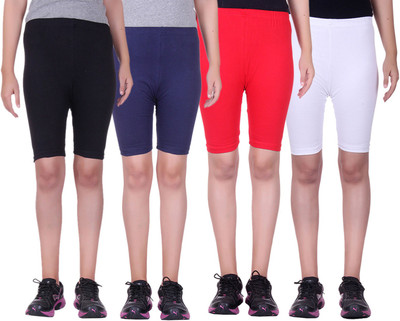 

Alisha Short For Girls Sports Solid Cotton Lycra Blend(Multicolor, Pack of 4, Black;navy;red;white