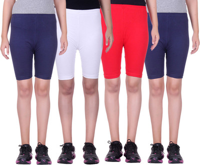 

Alisha Short For Girls Sports Solid Cotton Lycra Blend(Multicolor, Pack of 4, Navy;red;white