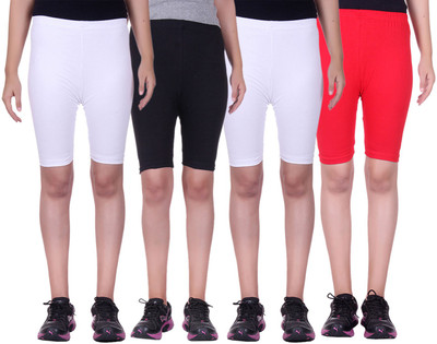 

Alisha Short For Girls Sports Solid Cotton Lycra Blend(Multicolor, Pack of 4, Black;red;white