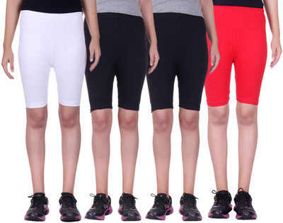 

Alisha Short For Girls Sports Solid Cotton Lycra Blend(Multicolor, Pack of 4, Black;red;white