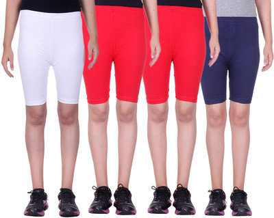 

Alisha Short For Girls Sports Solid Cotton Lycra Blend(Multicolor, Pack of 4, Navy;red;white