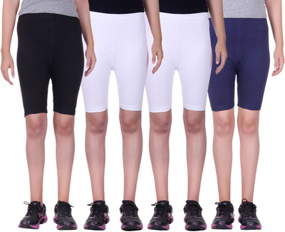 

Alisha Short For Girls Sports Solid Cotton Lycra Blend(Multicolor, Pack of 4, Black;navy;white