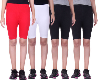 

Alisha Short For Girls Sports Solid Cotton Lycra Blend(Multicolor, Pack of 4, Black;red;white