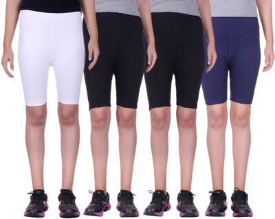 

Alisha Short For Girls Sports Solid Cotton Lycra Blend(Multicolor, Pack of 4, Black;navy;white