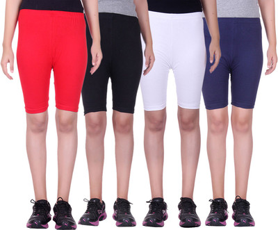 

Alisha Short For Girls Sports Solid Cotton Lycra Blend(Multicolor, Pack of 4, Black;navy;red;white
