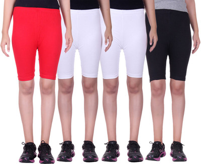 

Alisha Short For Girls Sports Solid Cotton Lycra Blend(Multicolor, Pack of 4, Black;red;white