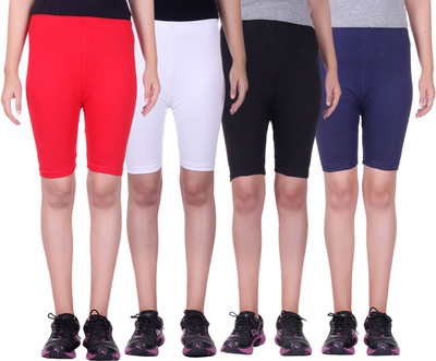 

Alisha Short For Girls Sports Solid Cotton Lycra Blend(Multicolor, Pack of 4, Black;navy;red;white