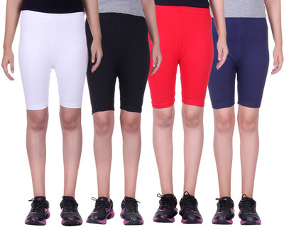 

Alisha Short For Girls Sports Solid Cotton Lycra Blend(Multicolor, Pack of 4, Black;navy;red;white