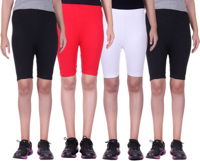 

Alisha Short For Girls Sports Solid Cotton Lycra Blend(Multicolor, Pack of 4, Black;red;white