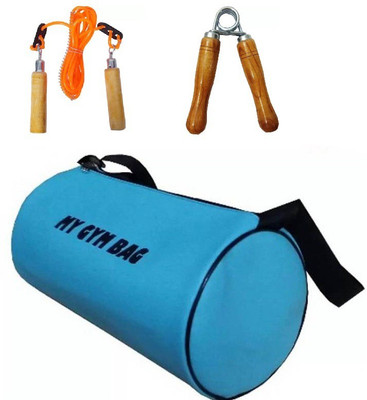 Monika Sports gym bag + wooden skipping rope + wooden hand grip Gym & Fitness Kit