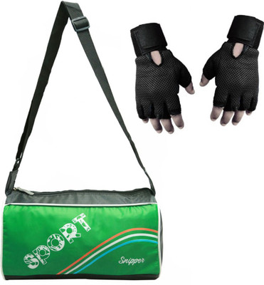 

Snipper Combo of Sport Bag Green And Black Gloves Gym & Fitness Kit