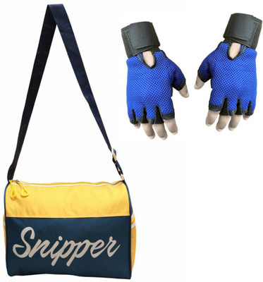 

Snipper Combo of Yellow Tomy bag and Blue Gloves Gym & Fitness Kit