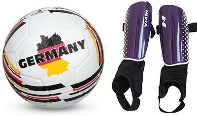 

Nivia Combo of two - one 'Country color' (Germany) Football and one Pair of 'Speedy' Football Shin guard (Size-Medium) (Color On Availability) - Football Kit