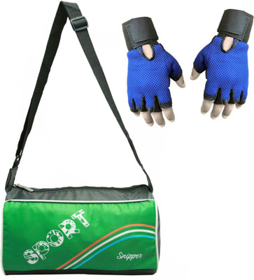 

Snipper Combo of Sport Bag Green And Blue Gloves Gym & Fitness Kit