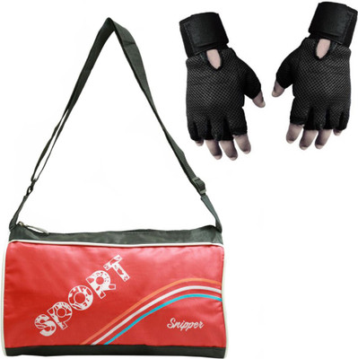 

Snipper Combo of Sport Bag Red And Black Gloves Gym & Fitness Kit