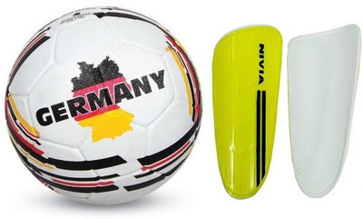 

Nivia Combo of two - one 'Country color' (Germany) Football and one Pair of 'Performance' Football Shin guard (Size-Large) (Color On Availability) - Football Kit