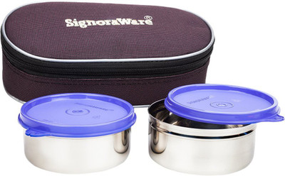 Signoraware Midday Max Fresh Stainless Steel 700 ml 2 Containers Lunch Box(700 ml)