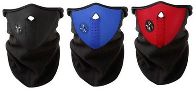 

mra fashion Half Face Mask Dust Proof black+blue+red mask 3 pcs Bike Riding Mask Anti Pollution Mask Neck Warmer With Filter Mask and Respirator
