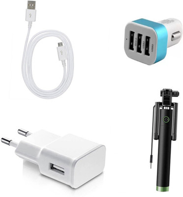 DAKRON Wall Charger Accessory Combo for Karbonn Aura Note 2(Multicolor)