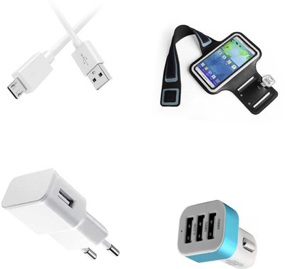 DAKRON Wall Charger Accessory Combo for Micromax Spark 4G(White)