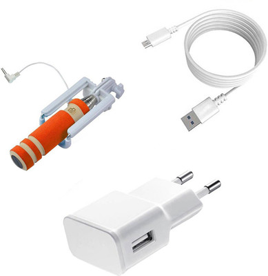 DAKRON Wall Charger Accessory Combo for Karbonn Aura Note 2(White)