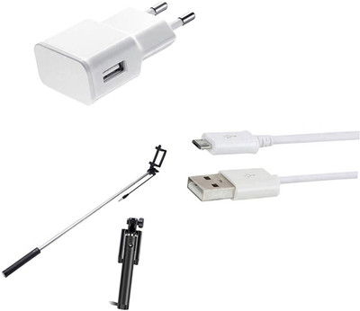 DAKRON Wall Charger Accessory Combo for Micromax Bharat 4(White)