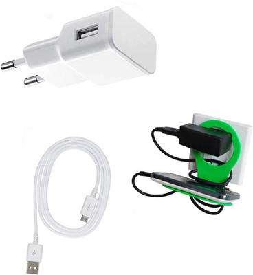 DAKRON Wall Charger Accessory Combo for Panasonic Eluga I5(White)
