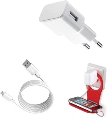 DAKRON Wall Charger Accessory Combo for Intex Aqua Note 5.5(White)