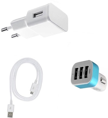 DAKRON Wall Charger Accessory Combo for Panasonic Eluga I5(White)