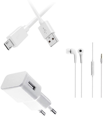 DAKRON Wall Charger Accessory Combo for Micromax Spark 4G(White)