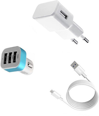 DAKRON Wall Charger Accessory Combo for Karbonn Titanium Jumbo(White)