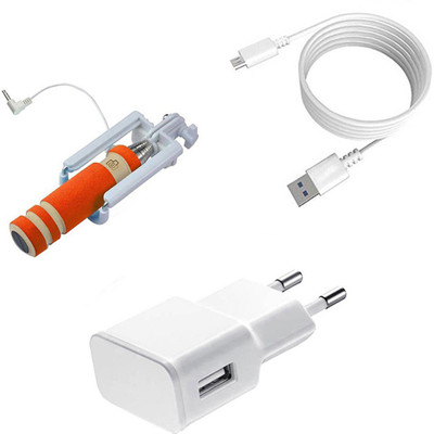 DAKRON Wall Charger Accessory Combo for Micromax Bharat 5(White)