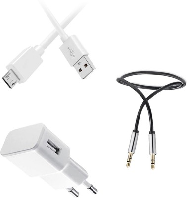 DAKRON Wall Charger Accessory Combo for Micromax Spark 4G(White)