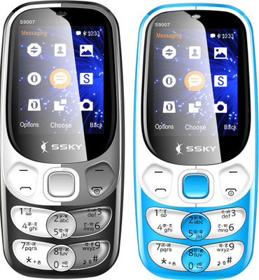 

Ssky S9007 Rainbow Combo of Two Mobiles(Blue,Black)