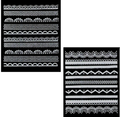 

STZ 2 Sheets Of White 3D ADHESIVE Lace Nail Art Sticker DIY Nail Decoration Decals(white)