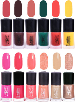 

SMC FASHION BAR Gel Based Neon Nail Paint Combo Matte Rose Pink, Matte Chocolatte Brown, Matte Coral Peach, Matte Dark Green, Matte Orange, Matte Neon Yellow, Rose Pink, Neon Pink, Straberry Pink, Shimmer Soft Peach, Nude Brown, Shimmer Nude Brown(Pack of