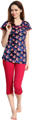 AV2 Women Floral Print Blue Top & Capri Set Flipkart