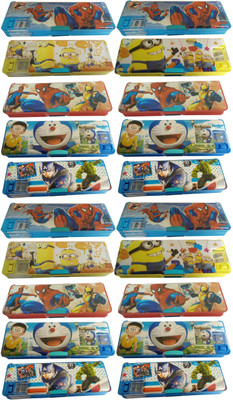 

Sofix Spiderman pencil box Doraemon school Pencil box Boys Return Birthday Gift - pack of 20 Art Plastic Pencil Boxes(Set of 20, Multicolor)