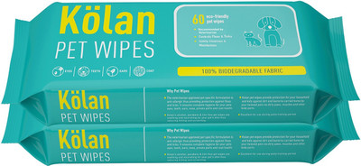 

Kolan Eco- Friendly & Multipurpose Pet Wipes for Cleaning Paws, Face, Eyes, Ears, Teeth and Coat for Dog/Puppy / Cat/Kitten (60 Pcs/Pack) Pet Ear Eye Wipes(Pack of 2)